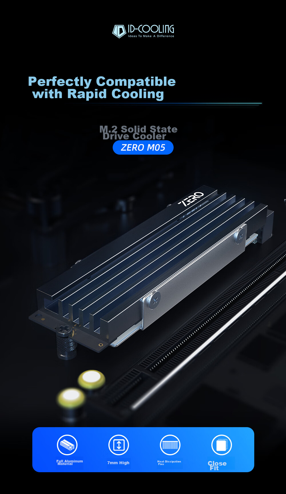 Охлаждение для SSD M.2 ID-COOLING ZERO M05, радиатор M.2 SSD, алюминиевый, 6мм