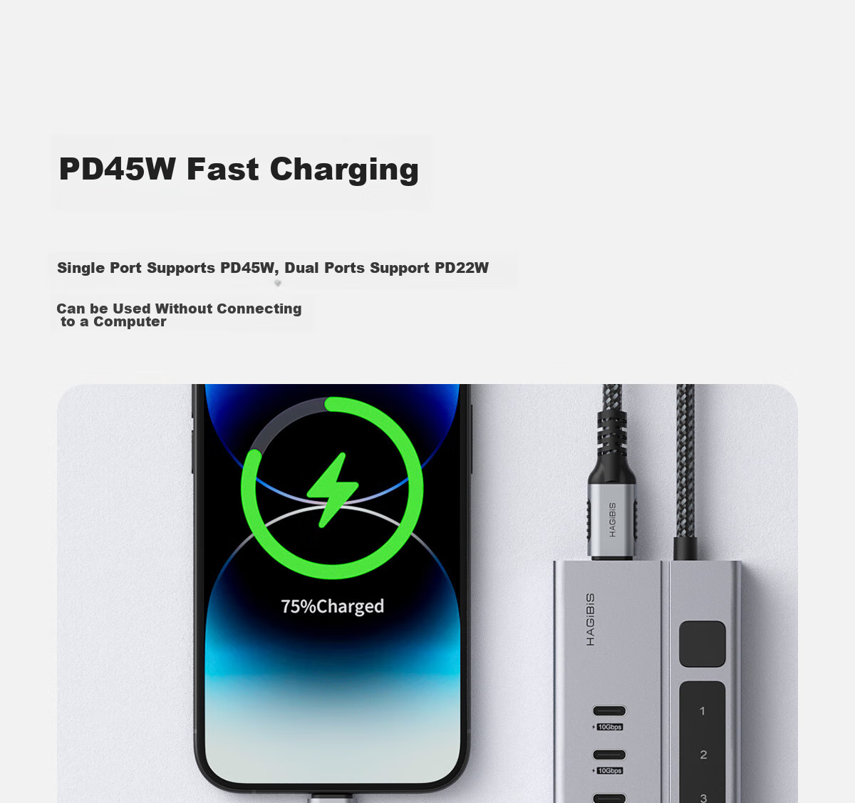 Хаб Hagibis Type-C, док-станция 9-в-1 с PD зарядкой, USB 3.1/3.0/2.0, HDMI, Ethernet, SD/TF кардридер, аудиовыход, для MacBook и других ноутбуков