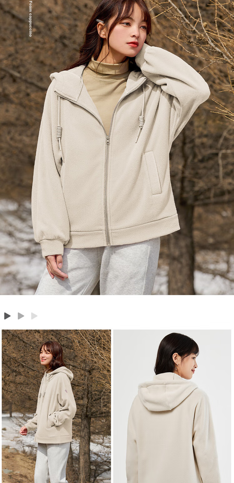Женская флисовая толстовка Giordano с логотипом бренда, свободная толстовка на молнии с капюшоном 05373854