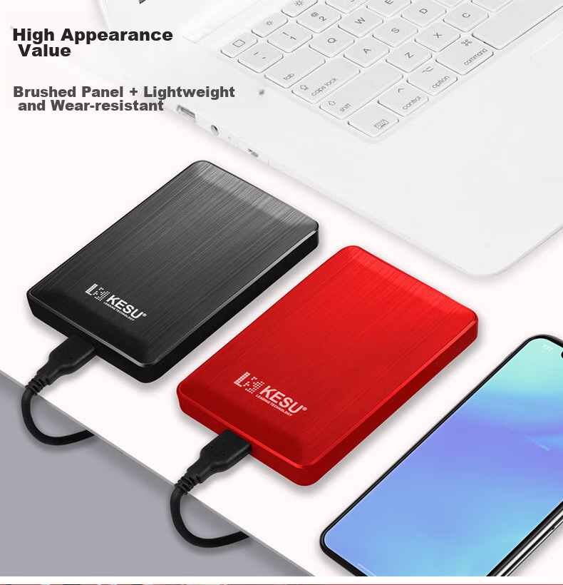 Внешний жесткий диск KESU K2518-Hot Blood Red, 1 ТБ, USB 3.0, портативный, двухдисковый, черный/красный