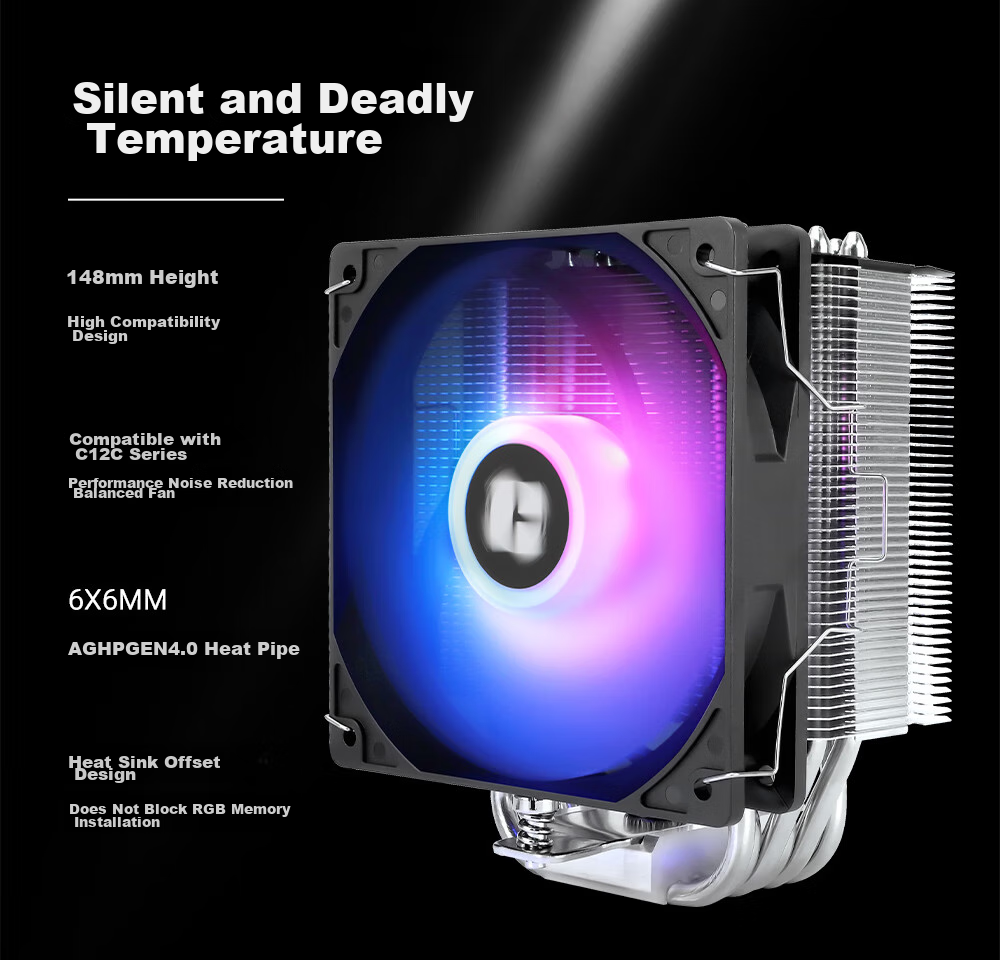 Воздушный кулер Thermalright Burst Assassin 120 SE ARGB, 6 тепловых трубок AGHP 4.0, вентилятор ARGB, BA120 SE ARGB
