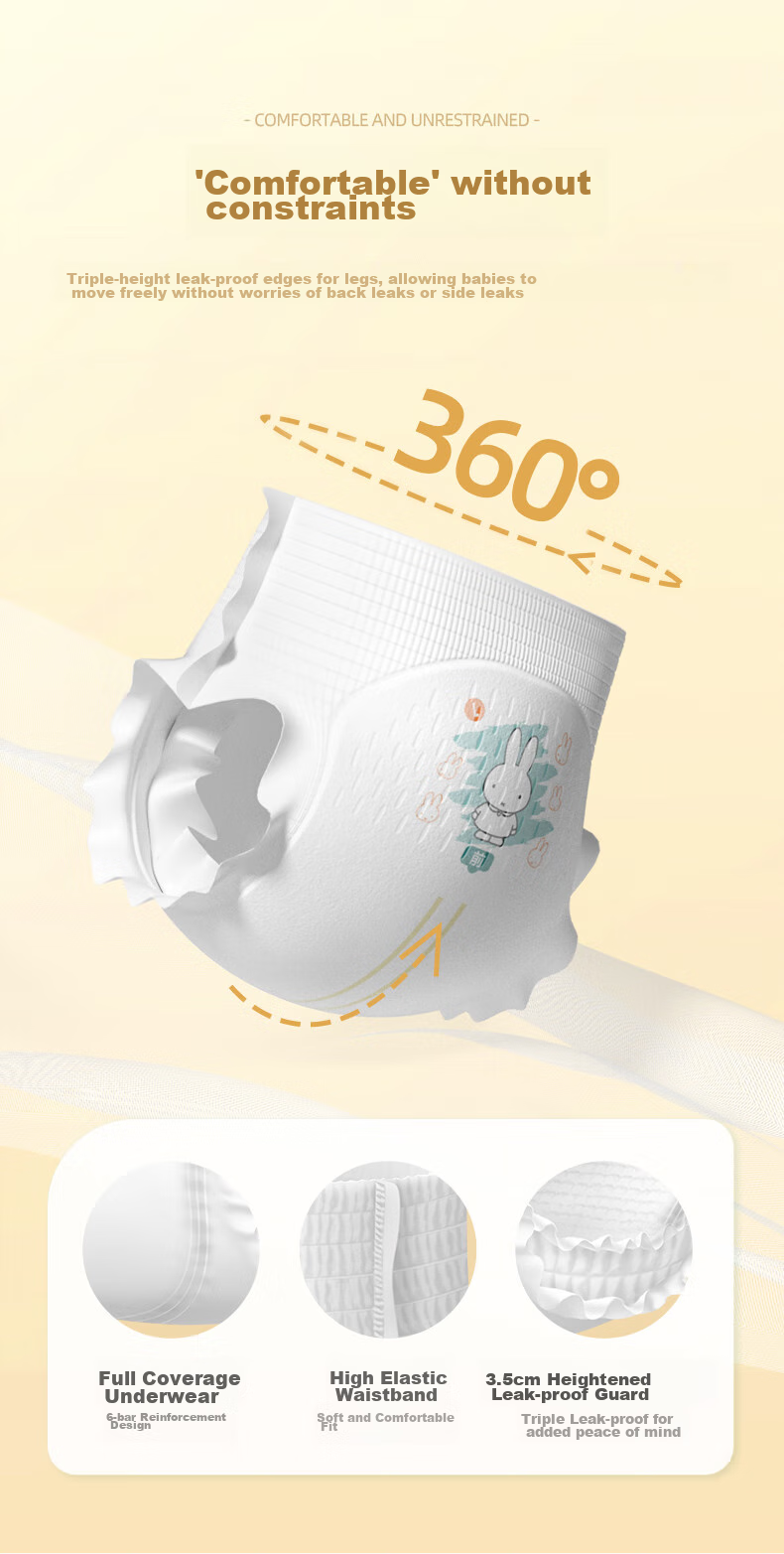 Подгузники-трусики Solove Miffy Colorful Pull-Up Diapers, размер L, 80 шт. (9-14 кг), дышащие, в коробке