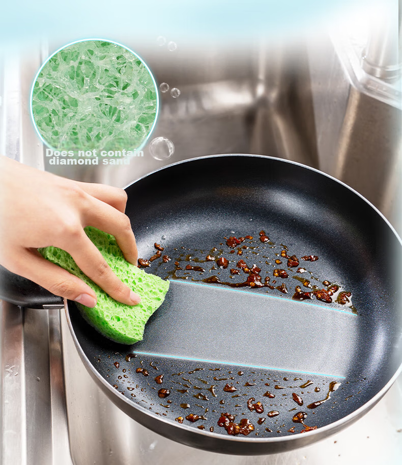 Губка для мытья посуды MIAOJIE из древесной массы, 6*10.5 см, 4 шт., кухонная губка, чистящая салфетка для дома