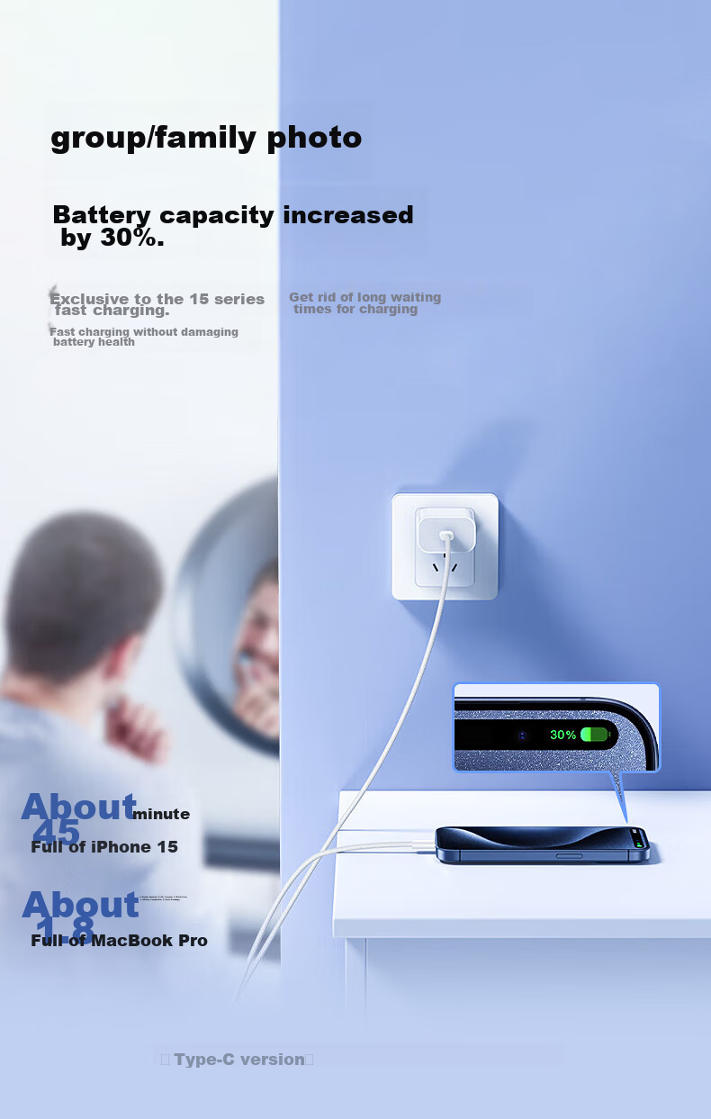 Кабель OKSJ Type-C to Type-C, 1.5 метра, 60W, для быстрой зарядки iPhone 15/16/17, iPad, ноутбуков, двухжильный плетеный, белый