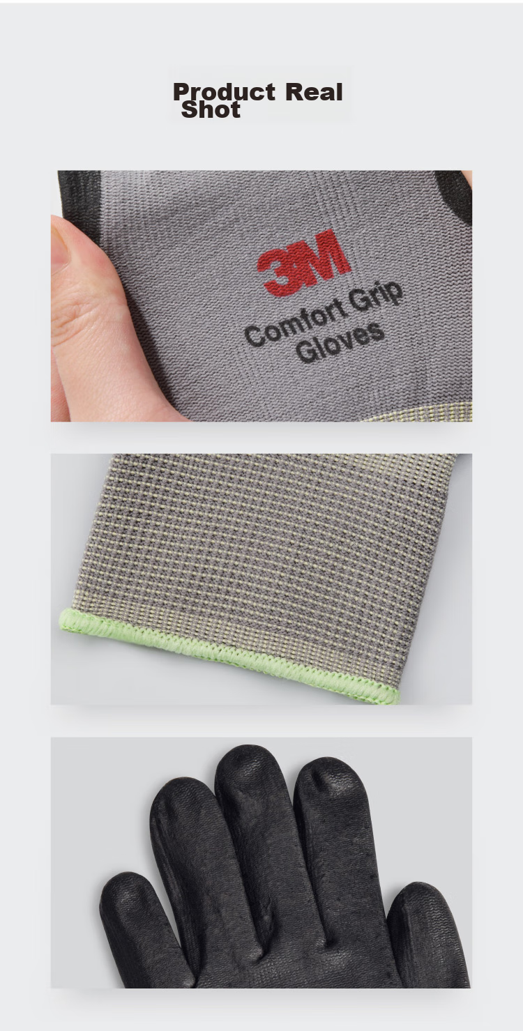 Перчатки рабочие 3M Comfort Grip, размер L, серые, нитриловые, многоразовые, для защиты рук