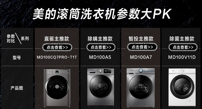 美的 （Midea）滚筒洗衣机全自动 10公斤变频 DD直驱静音 真丝柔洗 蒸汽消毒洗 线下同款 MG100-1403DY