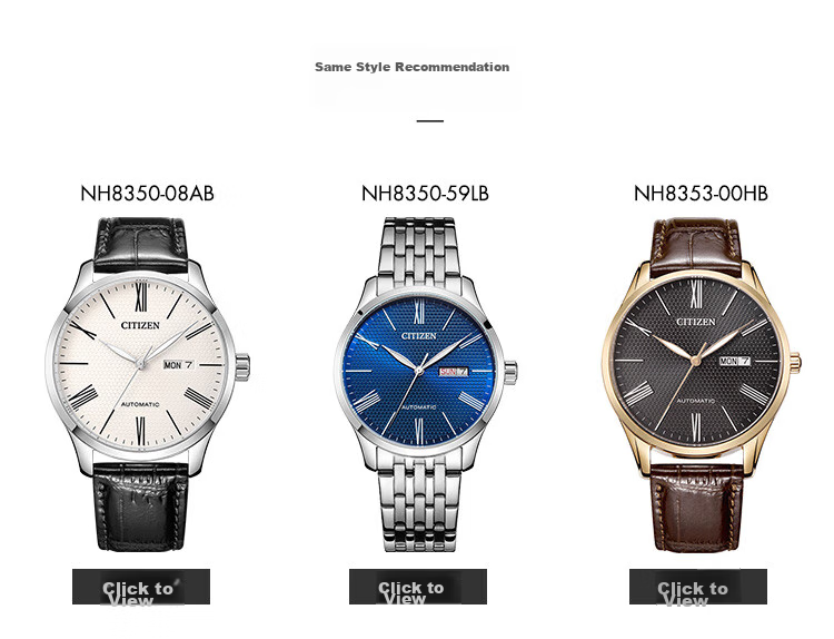 Мужские механические часы Citizen NH8350-08A с кожаным ремешком, автоматический механизм, дата, водозащита 50м