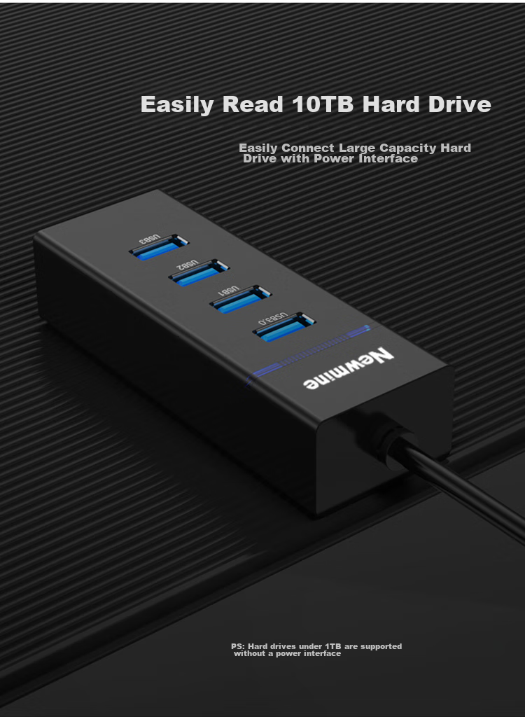 USB-концентратор Newmine USB 3.0, 4 порта, черный