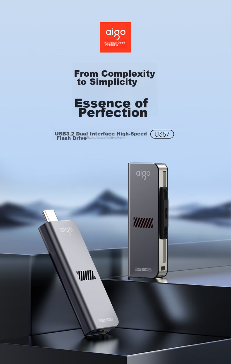 USB-накопитель Aigo U357, 128 ГБ, USB 3.2 Type-C, OTG, металлический корпус, высокая скорость чтения 440 МБ/с