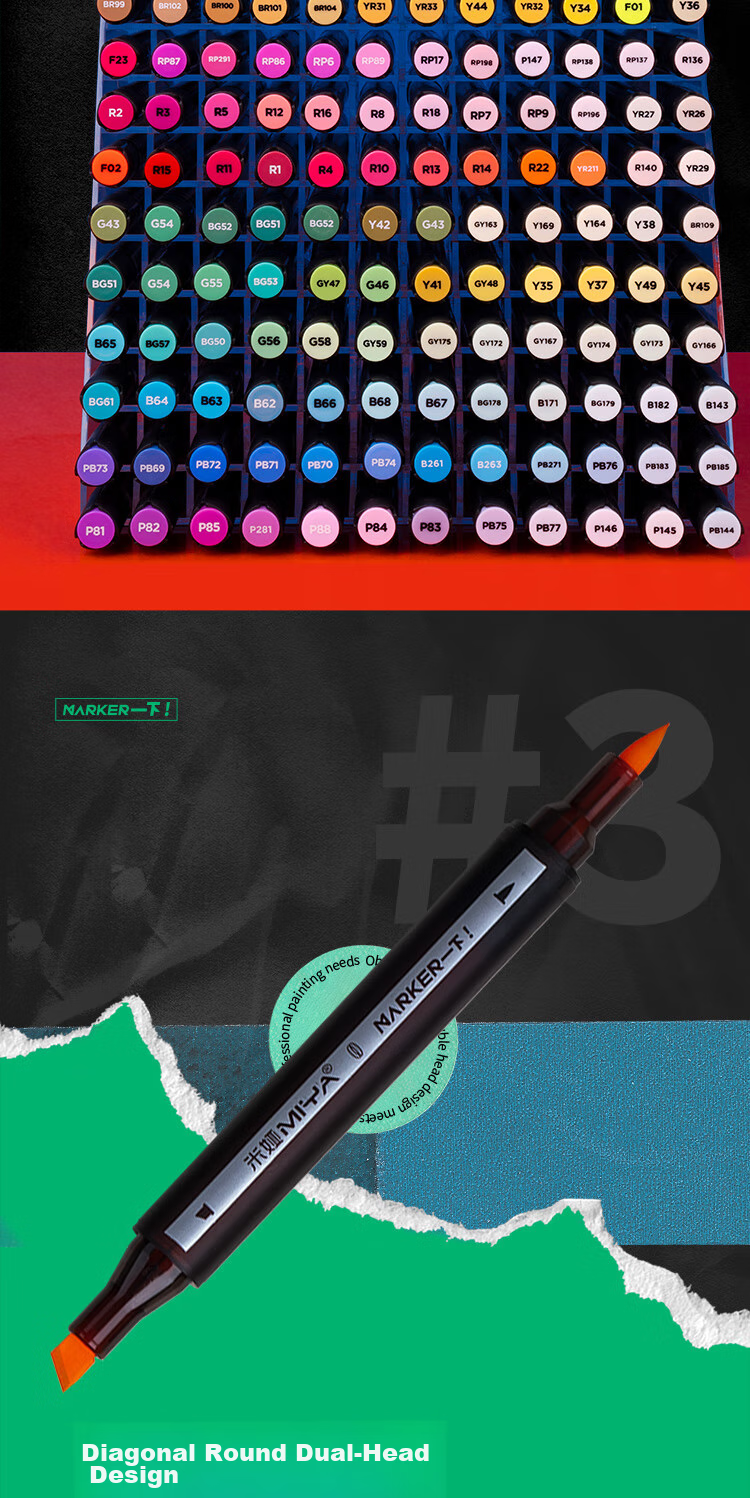 Набор спиртовых маркеров MIYA Professional Dual-Tip, 36 цветов, для скетчинга, иллюстраций, дизайна