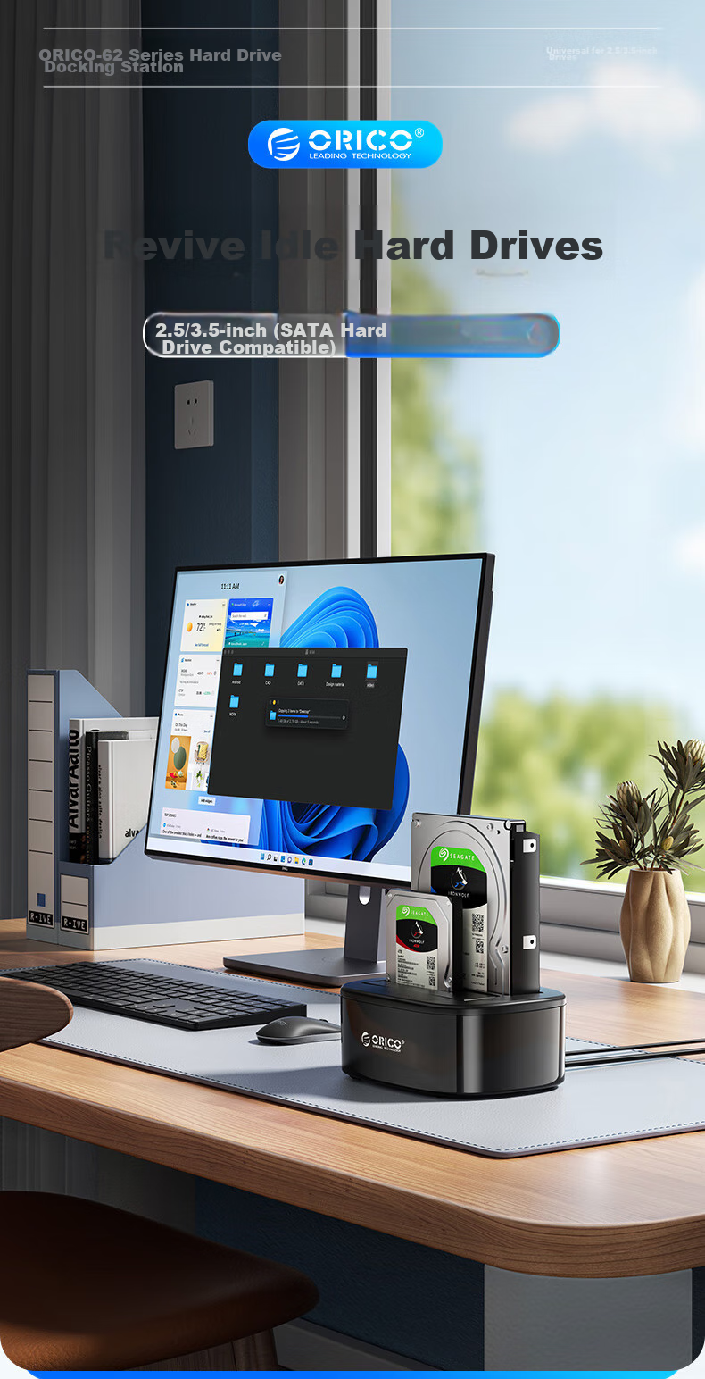 Внешний корпус для жесткого диска ORICO 6228US3, 3.5/2.5 дюйма SATA, USB 3.0, черный