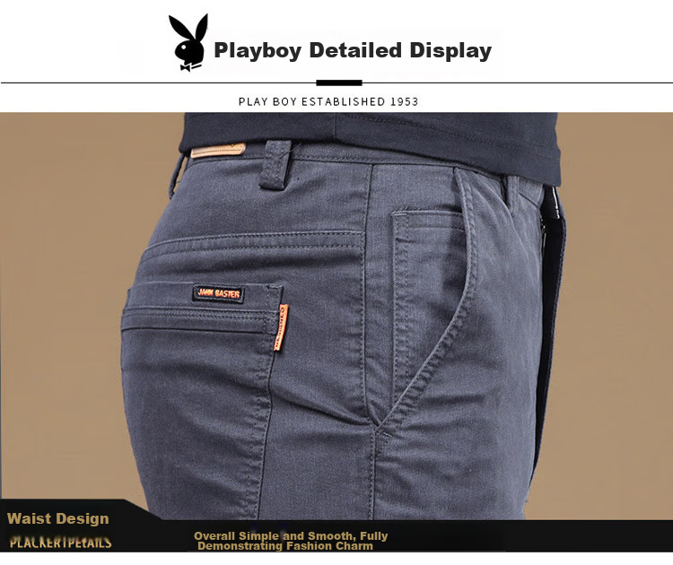 PLAYBOY Повседневные брюки для мужчин, брюки 2025 года, трендовые прямые брюки для бизнеса осень-зима, серые, размер 31