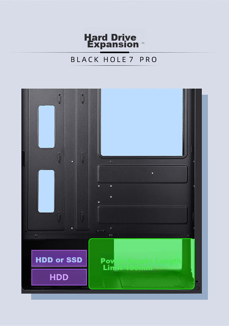 Компьютерный корпус SAMA Black Hole 7pro Mid-Tower, звукопоглощающий, шумоподавляющий, черный