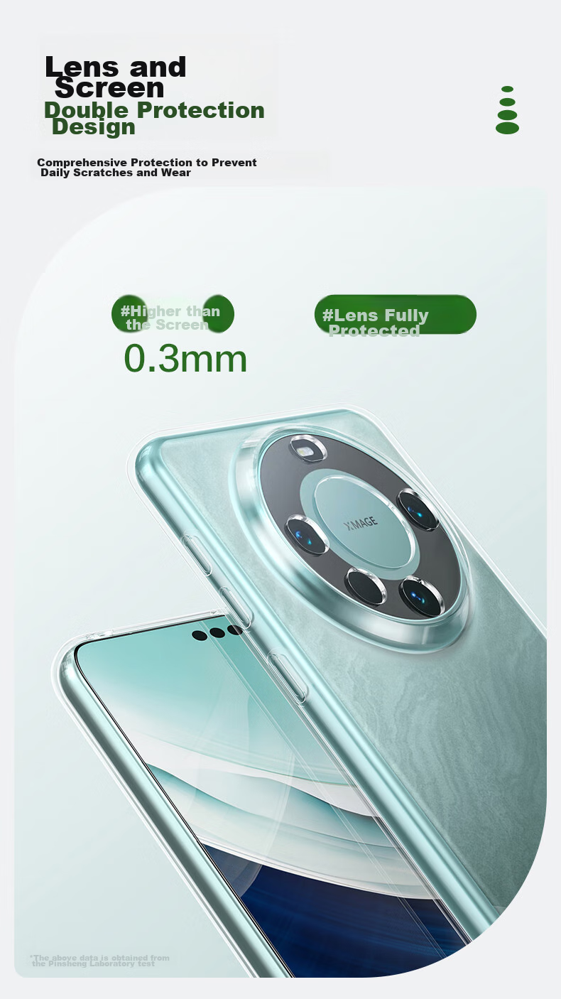 Чехол PISEN для Huawei Mate60 Pro, прозрачный, ультратонкий, противоударный, с защитой камеры