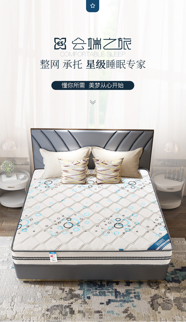宜眠坊（ESF）床垫 弹簧床垫 中开可视 软硬适中 J01 plus 1.5*1.9*0.2米