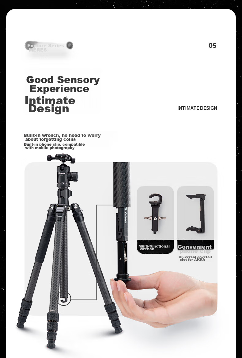 Штатив Fotopro MG4 Dual Panoramic Ball Head, 3K Carbon Fiber Professional DSLR Mirrorless Camera Photography And Videography Tripod Head, with Phone Clamp, Orange