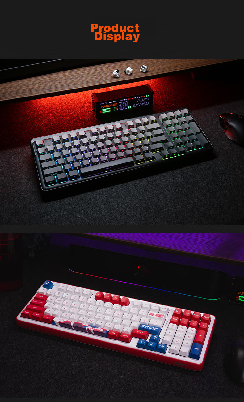 Механическая клавиатура DAREU A98 Professional Edition, 98 клавиш, беспроводная, RGB, белый дым синий