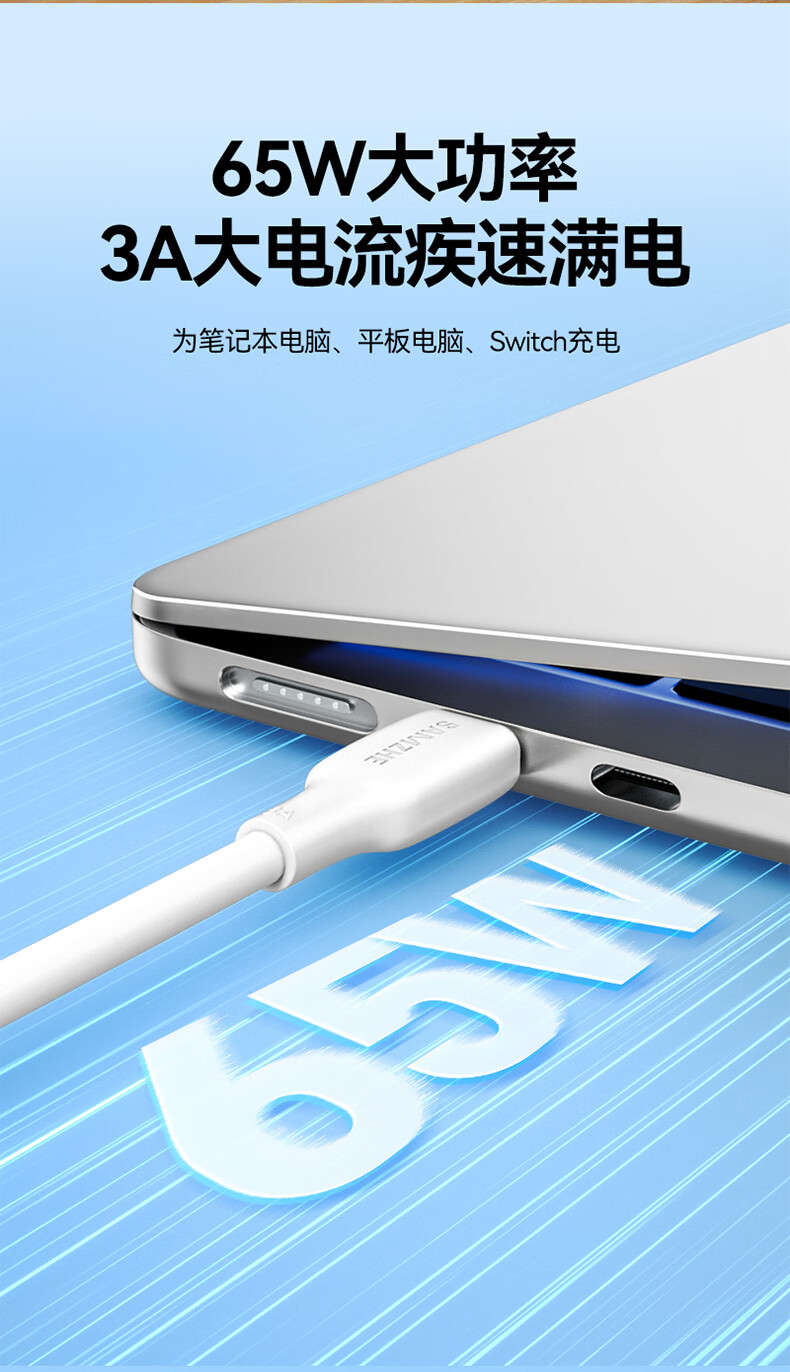 Кабель SAMZHE Apple 17/16, двойной Type-C, PD65W, для зарядки и передачи данных, 2 метра, белый