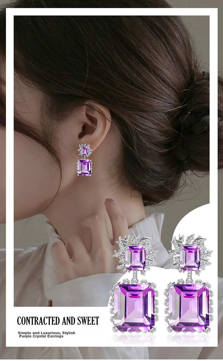 Серьги JOLEE из серебра 925 пробы с натуральным аметистом и цветными камнями, модные роскошные ювелирные серьги для женщин, подарок на День Святого Валентина