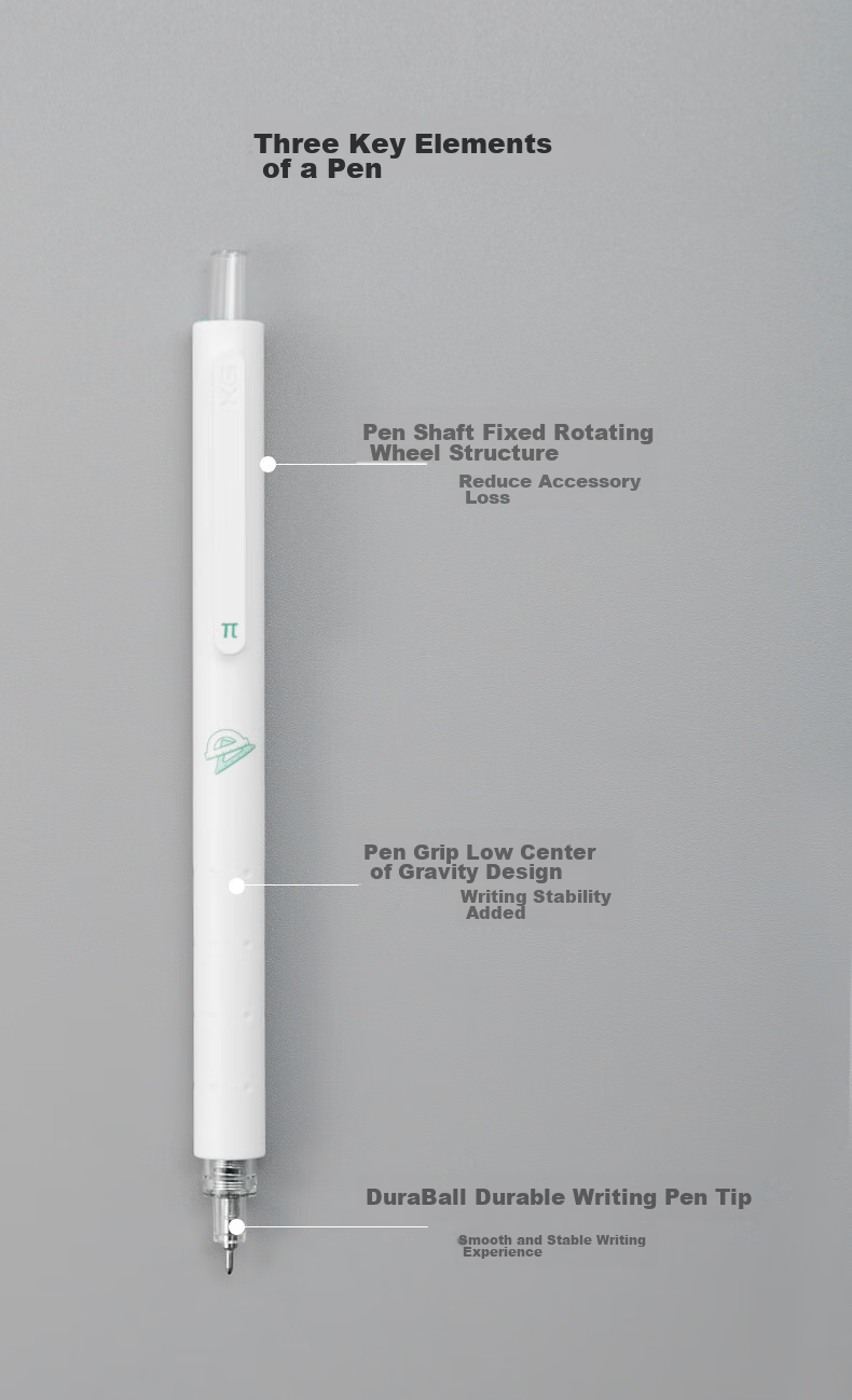 Ручка гелевая KACO Jingdian Subject Retractable Gel Pen, стильная, 0.5 мм, черная, для экзаменов и письма, 4 шт. в коробке