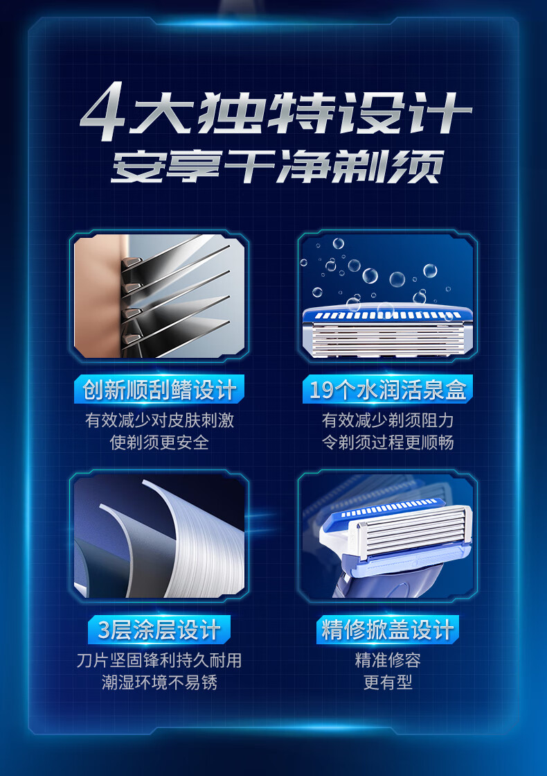 舒适（Schick）水次元5手动剃须刀【1刀柄+2刀头】男士剃须刮胡刀
