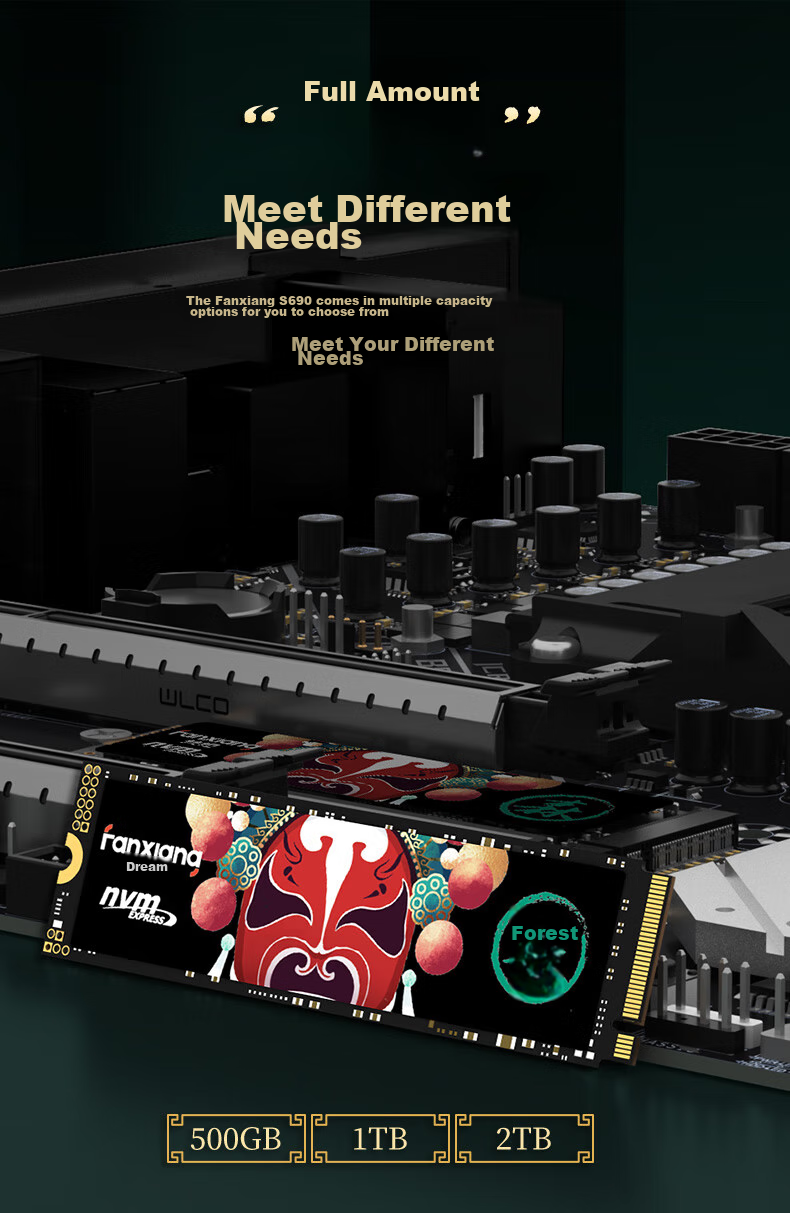 Твердотельный накопитель FANXIANG S690 SSD, 1 ТБ, M.2, NVMe PCIe 4.0 x4, для настольных ПК и ноутбуков