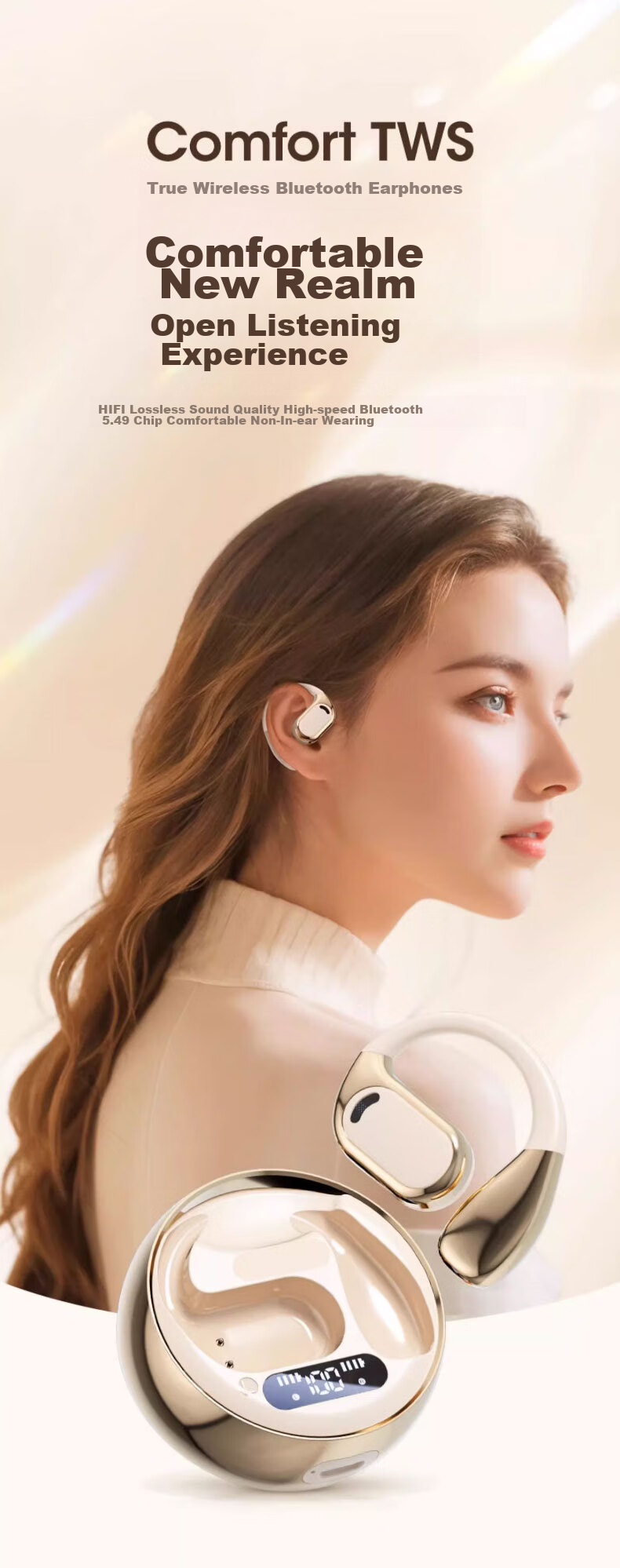 Беспроводные наушники Latuo, совместимые с Apple Bluetooth, модель 2026, спортивные, для бега, с шумоподавлением, оголовье, долговечная батарея, не вкладыши