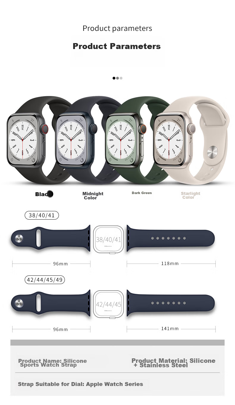 Спортивный ремешок BHO для Apple Watch, дышащий силиконовый ремешок для Apple Watch S11/S10/SE3 Sport Band, IWatch S9/8/7/6/Ultra3/2
