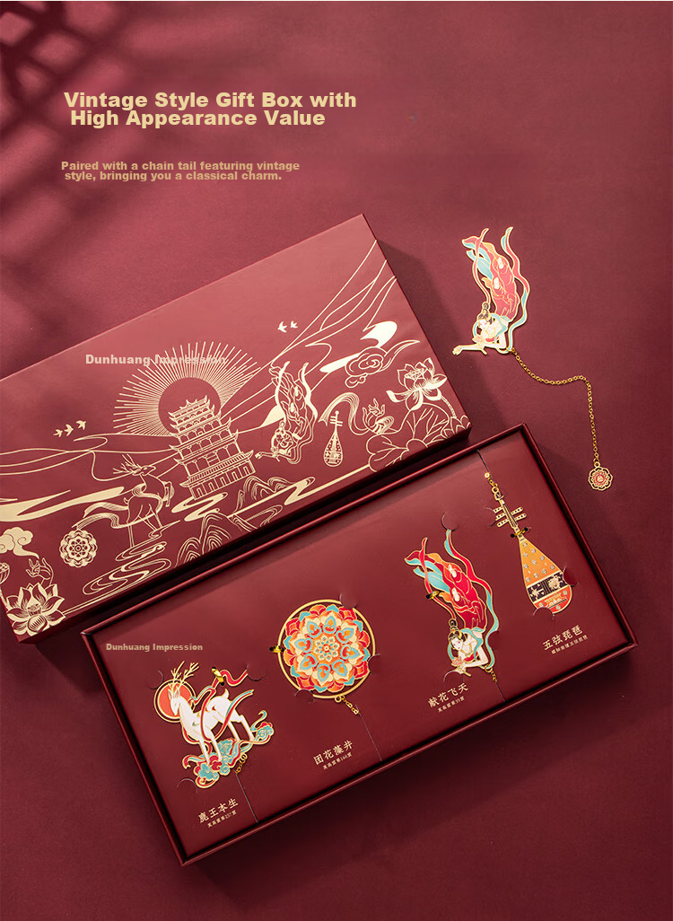 Металлическая закладка TIANSE Dunhuang Impression в подарочной упаковке, сувенир в китайском стиле, музейный культурный и креативный сувенир, подарок на День учителя, день рождения, Новый год, деловому партнеру для женщин-учителей, TS-5885