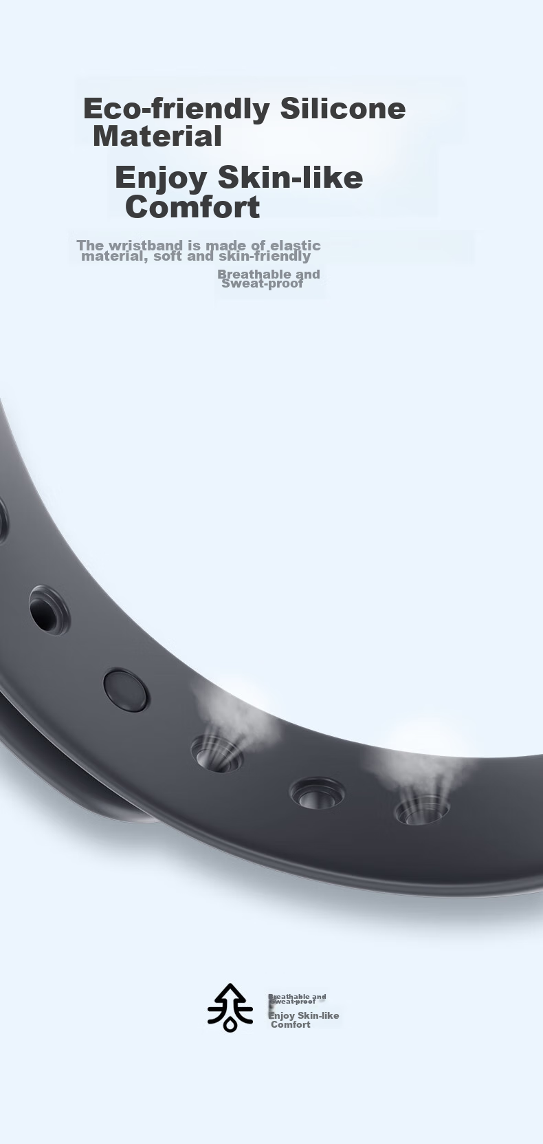 Ремешок CangHua для Xiaomi Mi Band 3/4, спортивный, черный, силиконовый, NFC