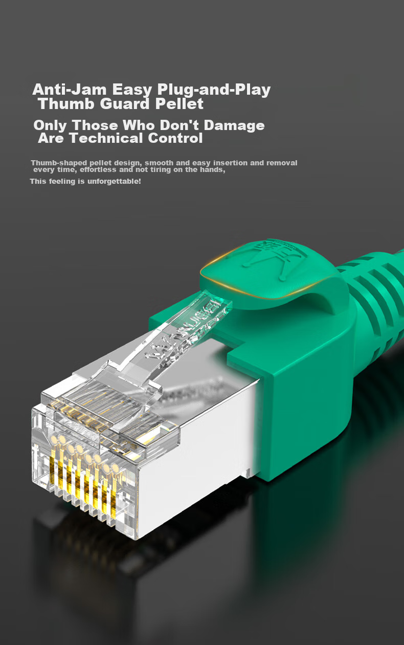 Кабель сетевой WANJEED Cat6a Ethernet, 10 Gigabit, экранированный, 2 метра, зеленый