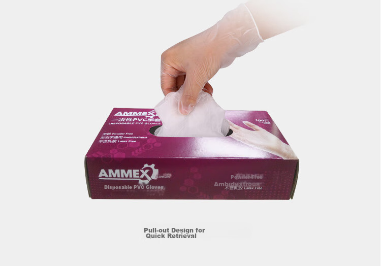 Одноразовые перчатки AMMEX из ПВХ, пищевые, утолщенные, водонепроницаемые, для сферы общественного питания, красоты, уборки, лабораторий, домашнего хозяйства, выпечки, размер M, 100 шт./уп.