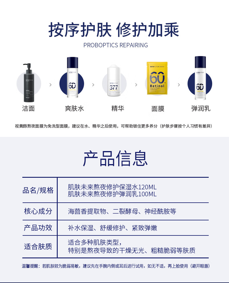 肌肤未来（SKYNFUTURE）熬夜修护弹润乳液100ml 补水保湿乳滋润面部护肤女6D系列