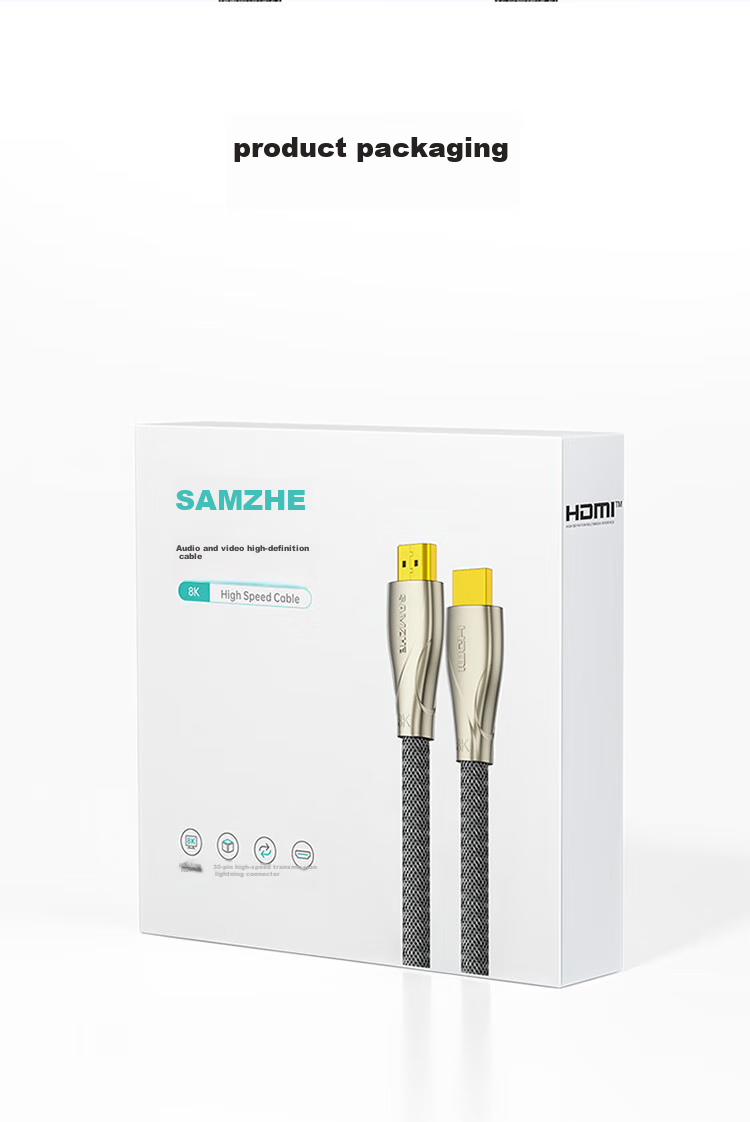 Кабель SAMZHE HDMI 2.1, 8K 60Hz, 4K 240Hz, цифровой кабель высокой четкости, совместимый с HDMI 2.0, кабель для подключения от ноутбука/приставки к телевизору/проектору, 1 метр, 10BU8