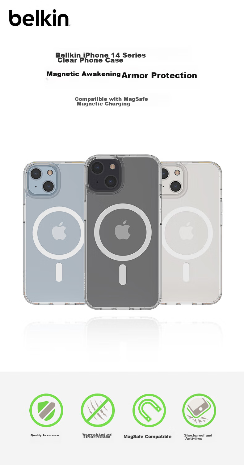 Чехол для iPhone 14 Pro Max BELKIN MSA011, прозрачный, совместимый с MagSafe