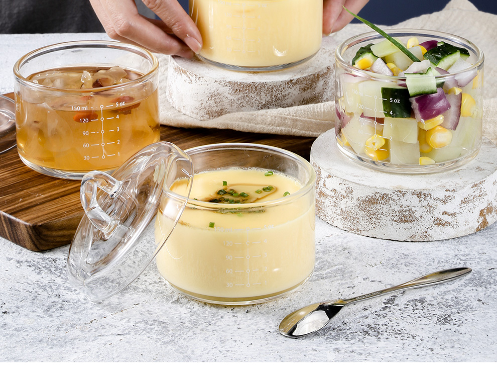 Стеклянная кастрюля-пароварка Onlycook из боросиликатного стекла, жаропрочная, с открытым пламенем, с мерной шкалой, для тушения, приготовления яиц, десертов, 150 мл
