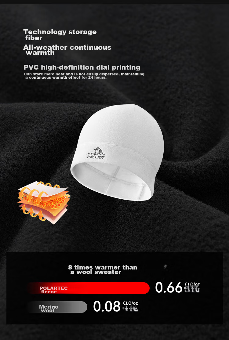 Флисовая шапка Pelliot P Series для мужчин и женщин, теплая шапка для альпинизма, ветрозащитная спортивная шапка для катания на лыжах 165034013 Черный
