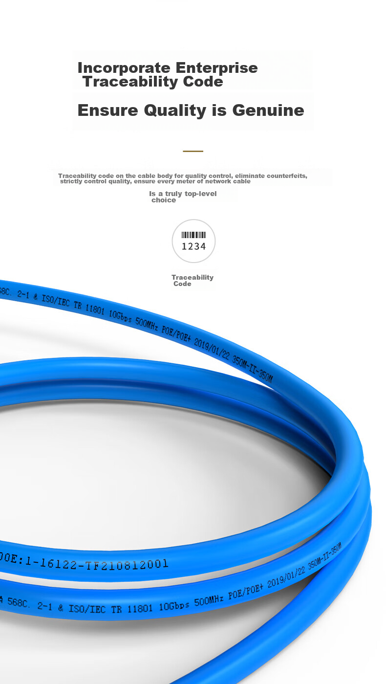 Сетевой кабель WANJEED CAT6A UTP, 10 Гбит/с, 23AWG, 100 метров, синий