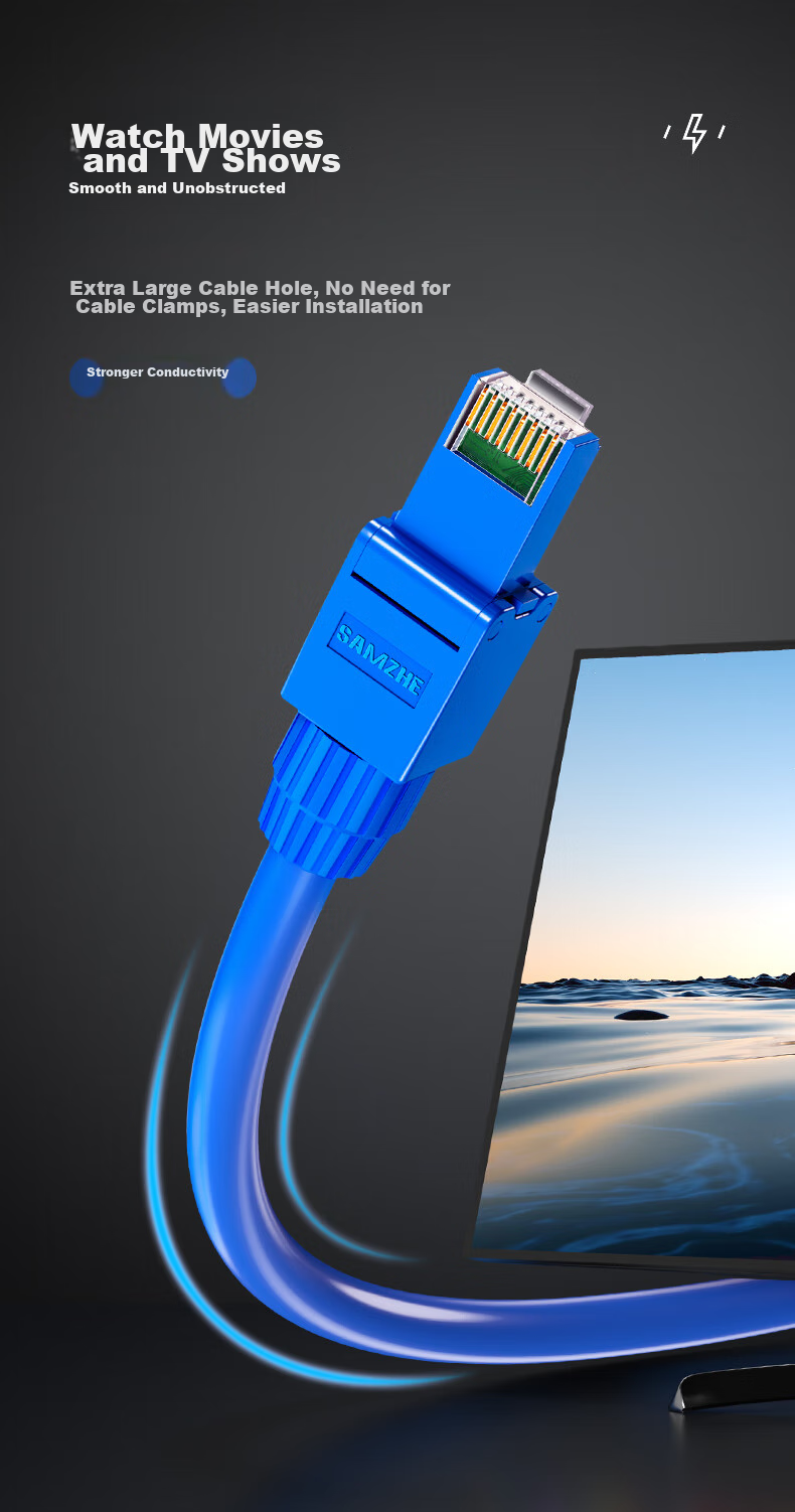 SAMZHE Cat5e Toolless Crystal Head, Engineering Grade 8P8C Punch-Down Free RJ45 Computer Network Cable Connector, Cat5e Toolless Network Connector, 2 Pieces MDSJ52