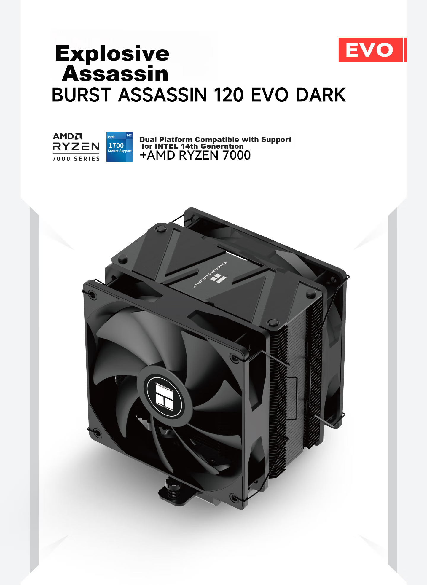 Кулер для процессора Thermalright Burst Assassin 120 EVO DARK, 6 тепловых трубок, AGHP, BA120 EVO DARK