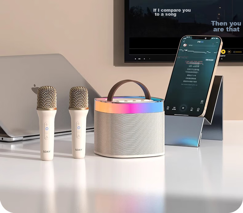 Беспроводной Bluetooth-микрофон Soaiy SK2, портативная караоке-система, встроенный динамик, для домашнего караоке, детский микрофон, набор звуковой системы KTV
