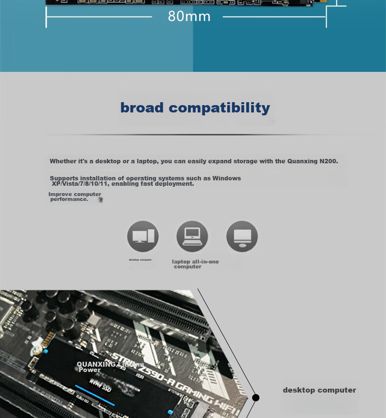 SSD накопитель QUANXING N200 1TB M.2 PCIe 3.0 NVMe