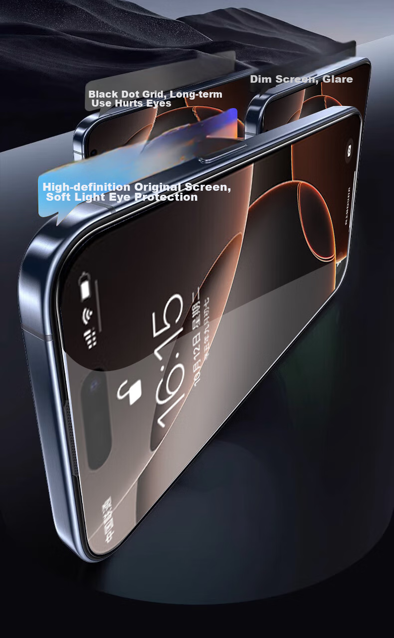 Защитное стекло LANGLING для Apple iPhone 16, антишпионское, 25°, закаленное, полное покрытие, против отпечатков пальцев, 2 шт.