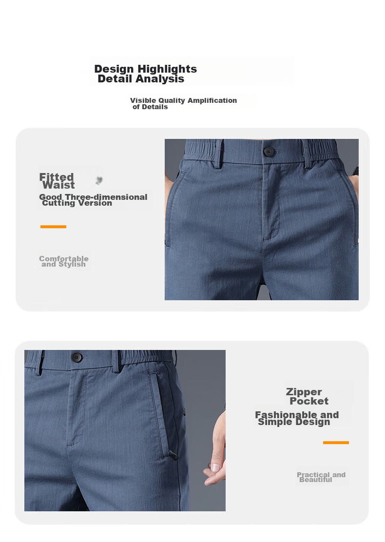 ROMON Casual Pants for Men, Autumn Trendy Trousers, Straight-Leg Comfortable Loose-Fit Sports Business Pants for Men, JK66 Denim Blue 34