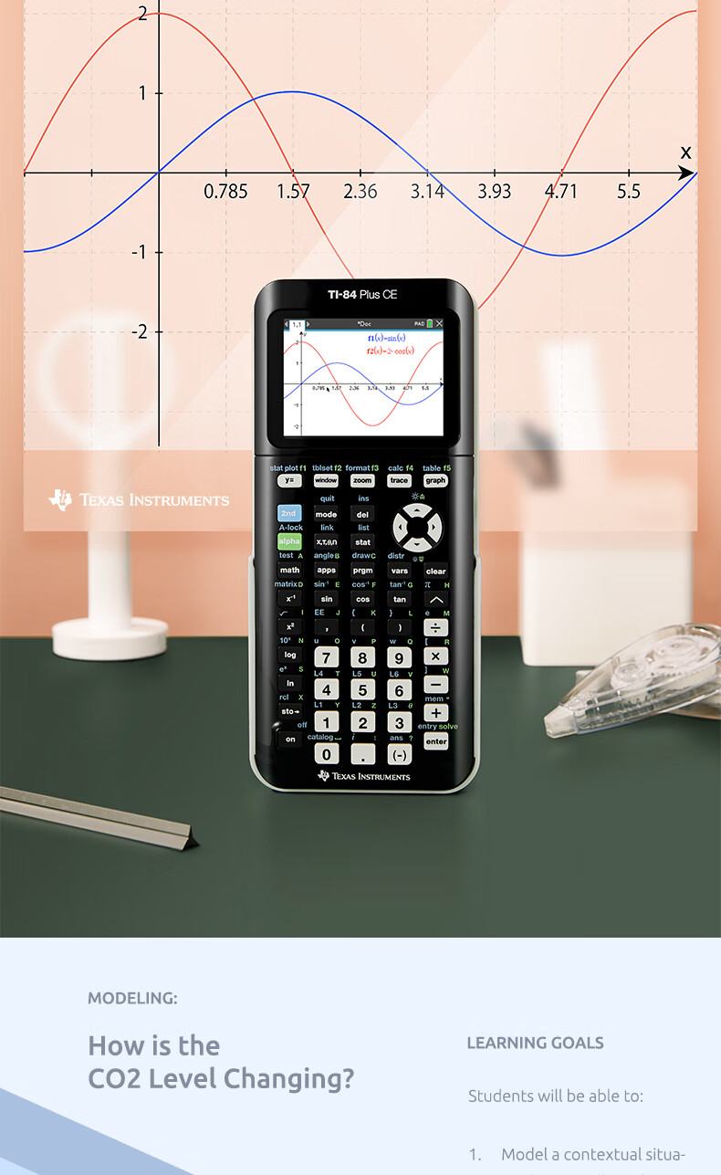 Графический калькулятор TEXAS INSTRUMENTS TI-84 PLUS CE с цветным экраном, для экзаменов SAT/AP