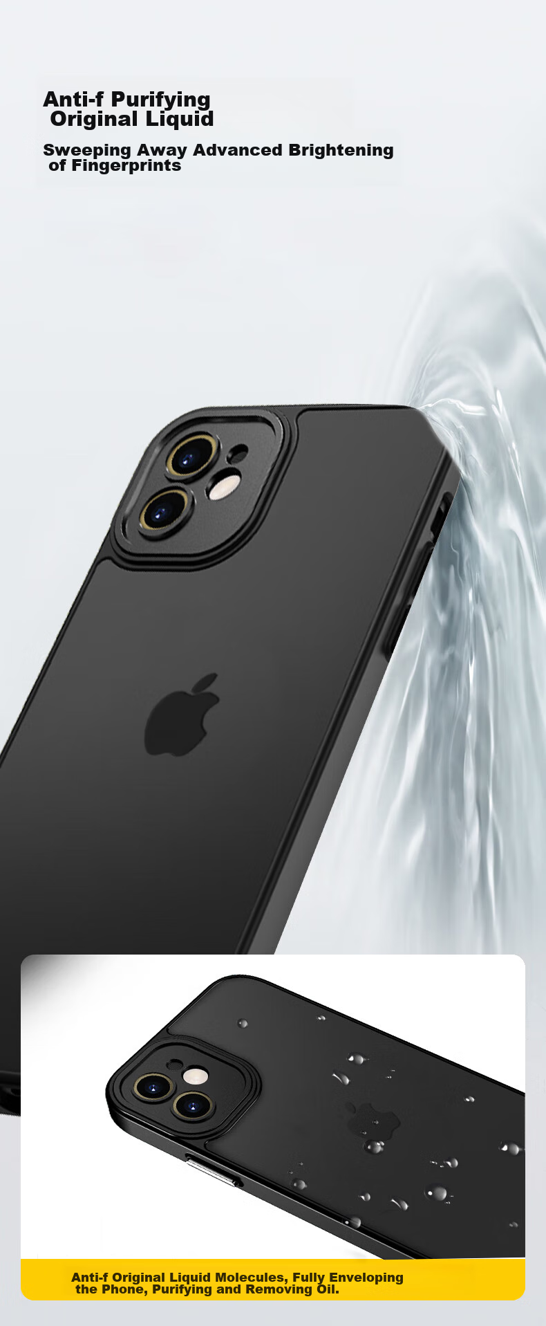 Чехол KEKLLE для Apple iPhone 11, полупрозрачный матовый, черный, противоударный, с защитой от отпечатков пальцев