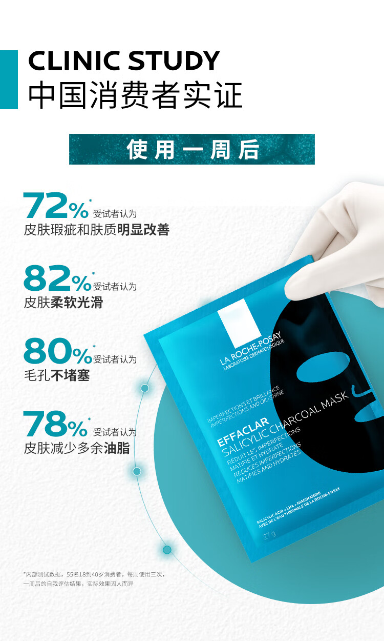 理肤泉水杨酸黑膜清痘净肤面膜27g*10片装【临期24年6月-9月】