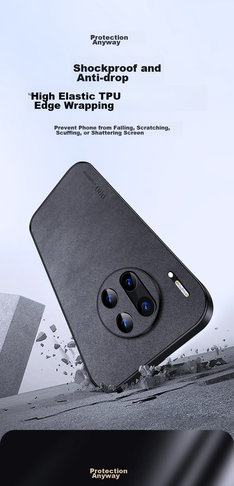 Чехол для Huawei Mate30 Pro/Mate30E Pro Shangsu, противоударный, с защитой камеры, из силикона, серый