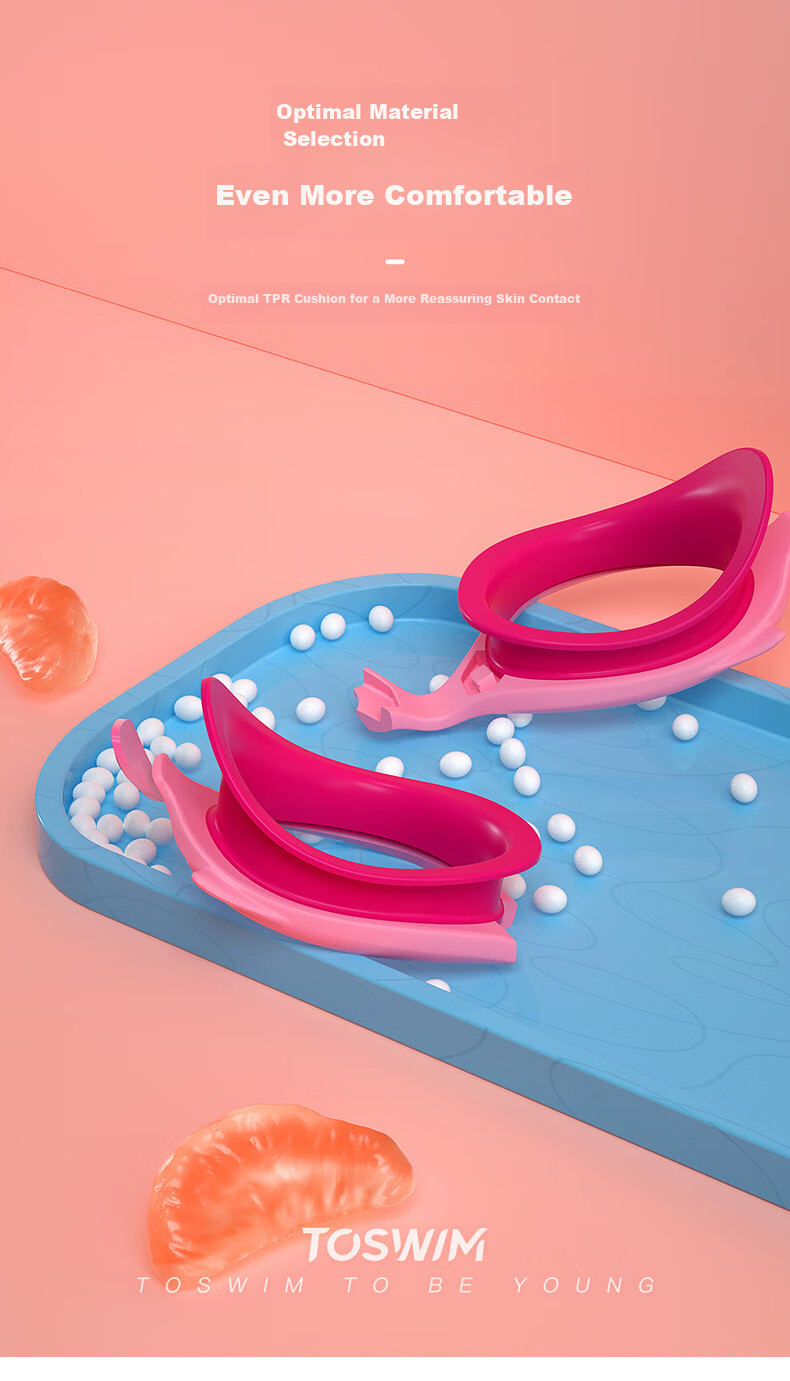 Детские очки для плавания TOSWIM, противотуманные, водонепроницаемые, удобная посадка, тренировочные очки для плавания, светло-розовый осьминог