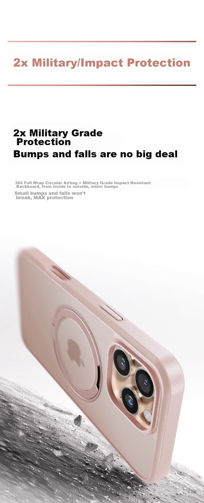 Чехол TORRAS Pivot для Apple iPhone 16 Pro Max, золотой, с магнитным кольцом